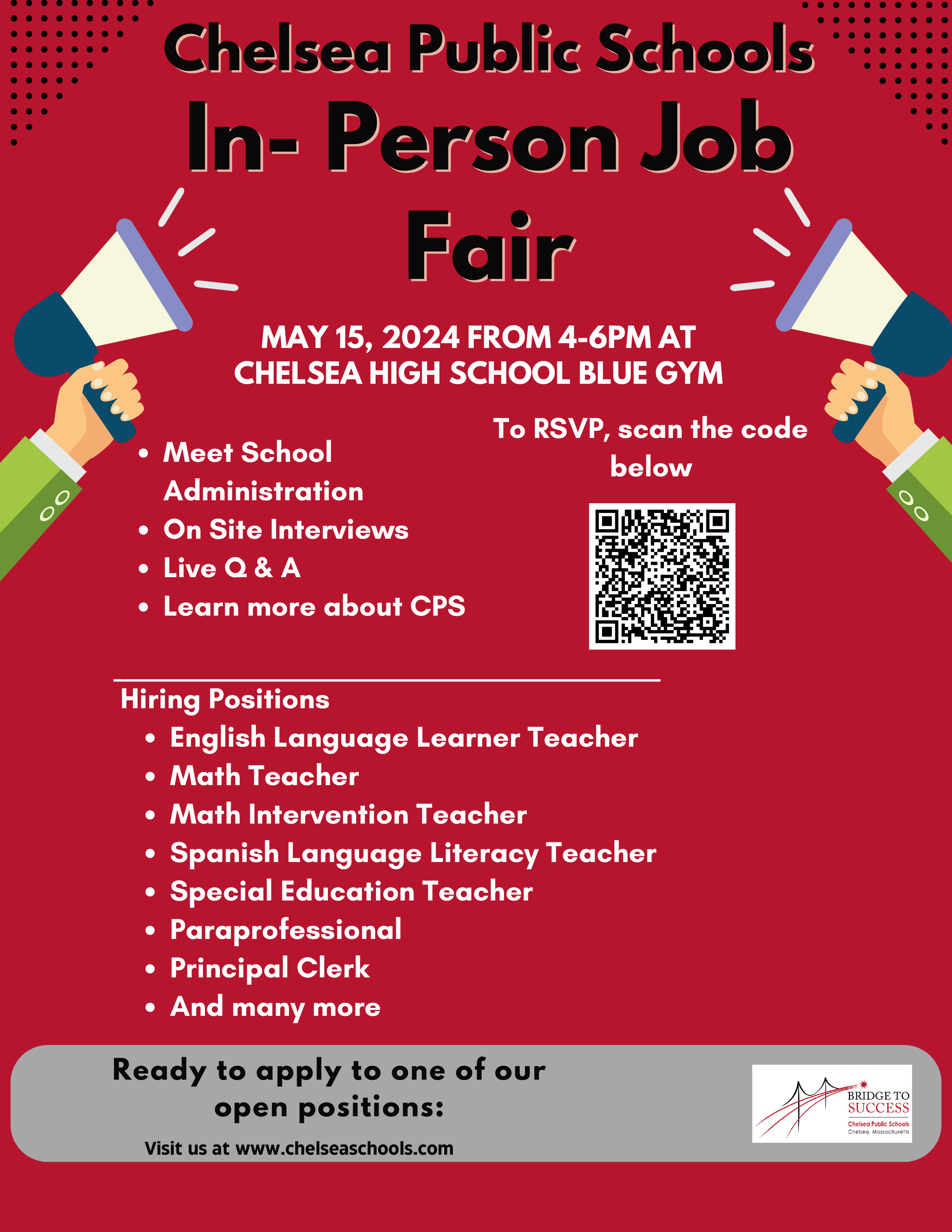 Information about Hiring Events happening at Chelsea Public Schools